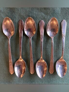 Set of 6 Sterling Silver Pattern Laurier by Northumbria Coffee Spoon 5 5/8”
